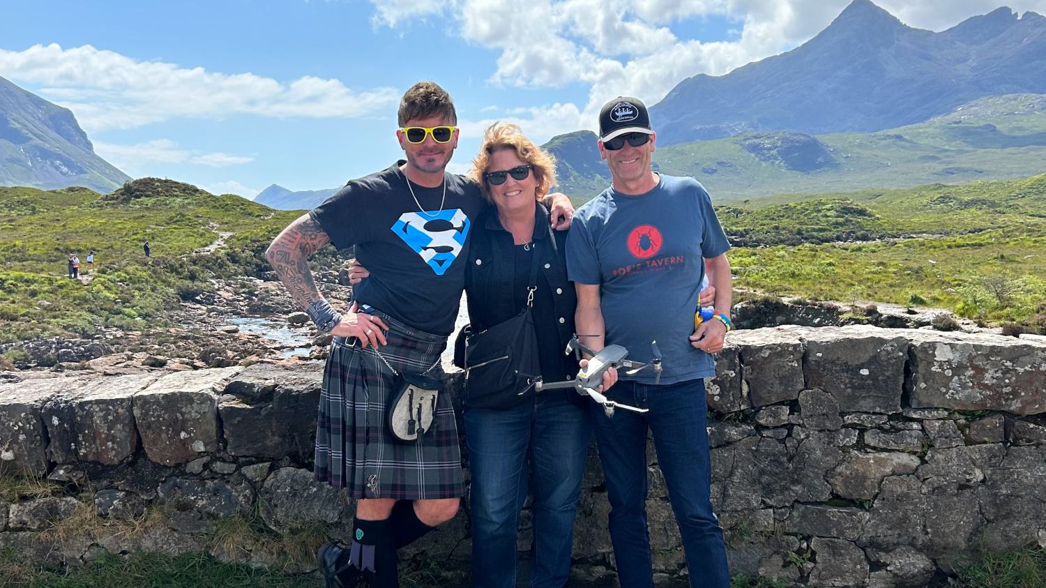 Luke Skye-Walker with guests at Sligachan Bridge